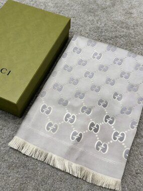 Gucci Reversible GG Jacquard Wool Silk Scarf